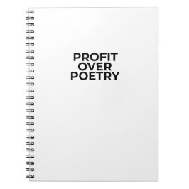 Caderno Espiral Profit Over Poetry Minimalist Professional