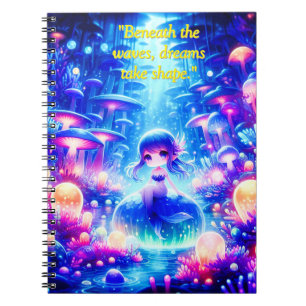 Caderno Espiral Profundidades Místicas - Notebook Chibi Mermaid Gl