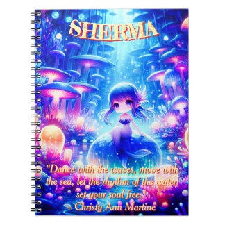 Caderno Espiral Profundidades Místicas - Sereia Chibi e Jardim Bri