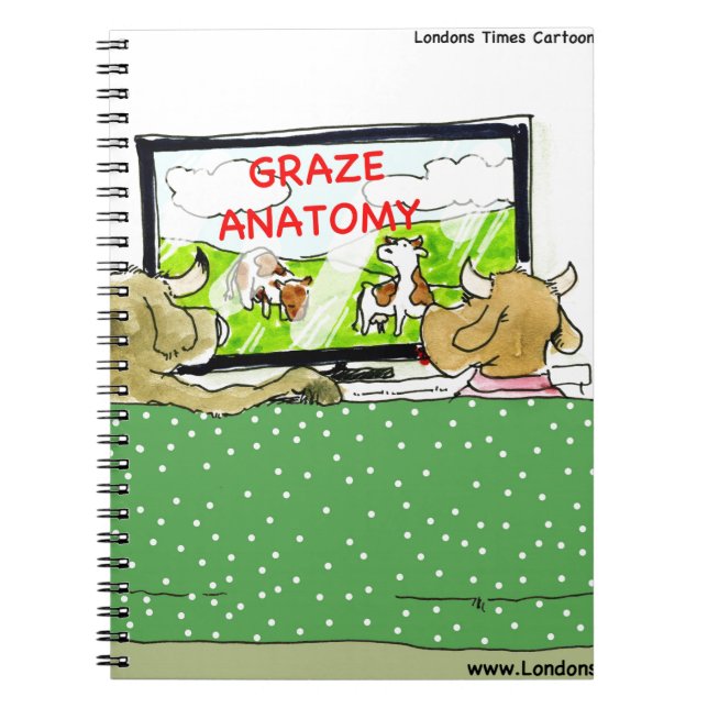 Caderno Espiral Programas de TV de Vaca Cartoon Engraçado (Frente)