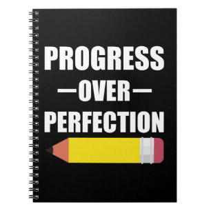 Caderno Espiral Progresso Acima da Perfeição De Volta à Escola Pro