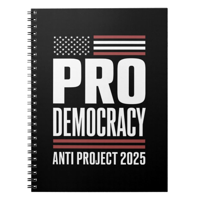 Caderno Espiral Projeto Pro Democracy Anti 2025 Trump 2025 (Frente)