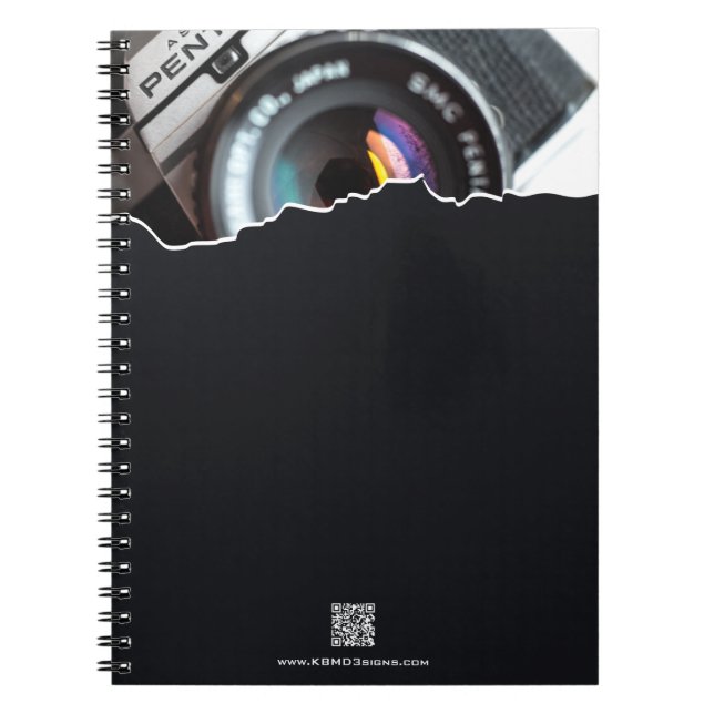 Caderno Espiral Promocional, obrigado! Fotógrafo Presente Preto (Frente)
