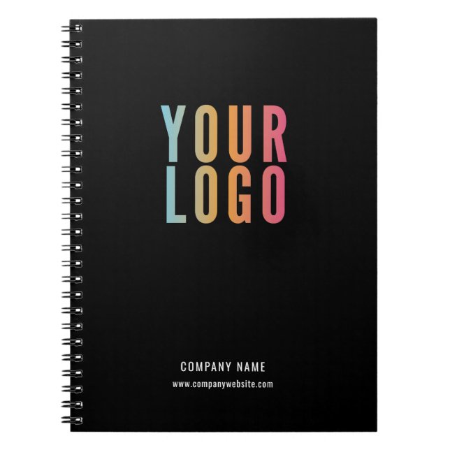 Caderno Espiral Promocional preto simples para logotipos empresari (Frente)