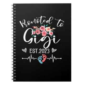 Caderno Espiral Promovido A Gigi Est. 2023 Gravidez Floral Announ