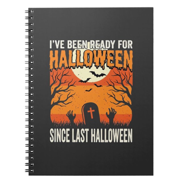 Caderno Espiral Pronto Para O Design De Cemitério De Halloween_1 (Frente)
