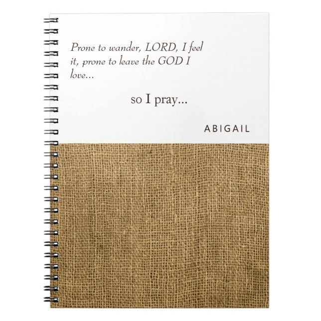 Caderno Espiral Propenso ao Diário de oração personalizada de Burl (Frente)