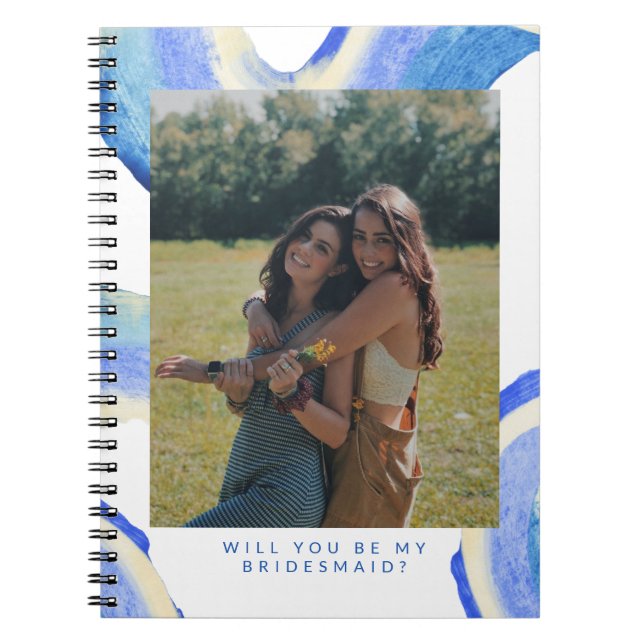 Caderno Espiral Proposta de Bridesmaid de Foto do Roteiro Azul abs (Frente)