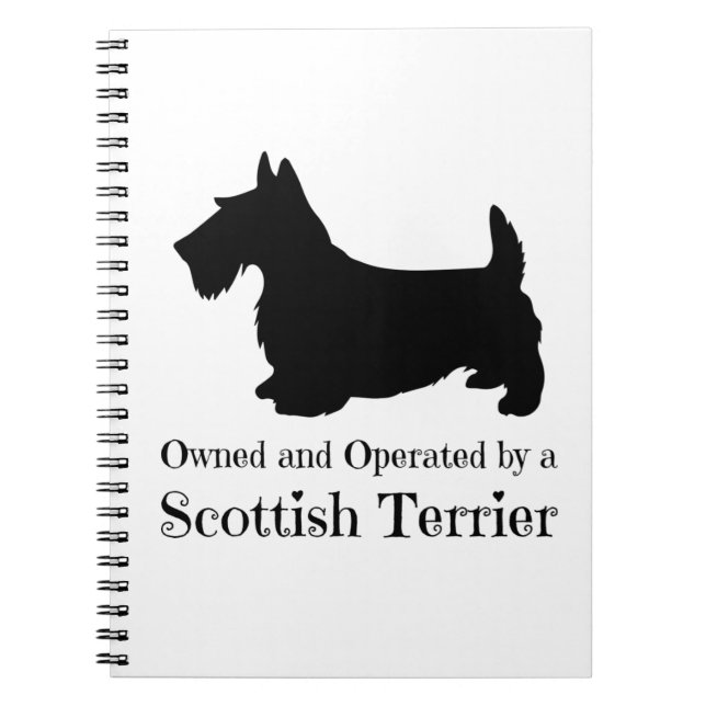 Caderno Espiral Propriedade e operada por um Scottish Terrier - Sc (Frente)