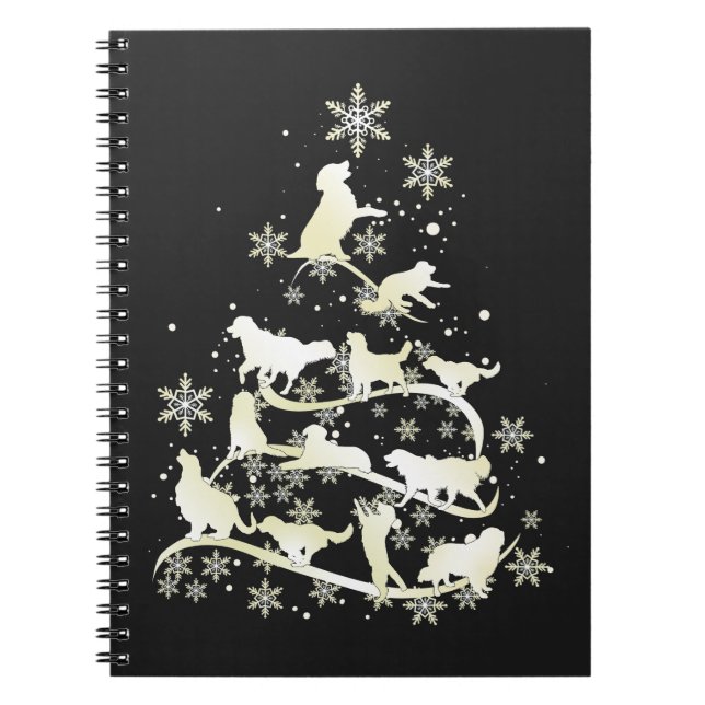 Caderno Espiral Proprietário do Cão Xmas da Árvore de Natal do Ret (Frente)