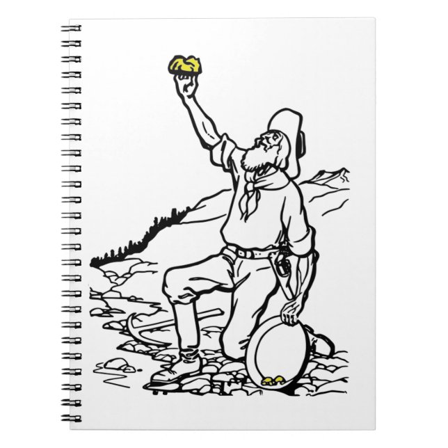 Caderno Espiral Prospector Dourado de Tempo Antigo (Frente)