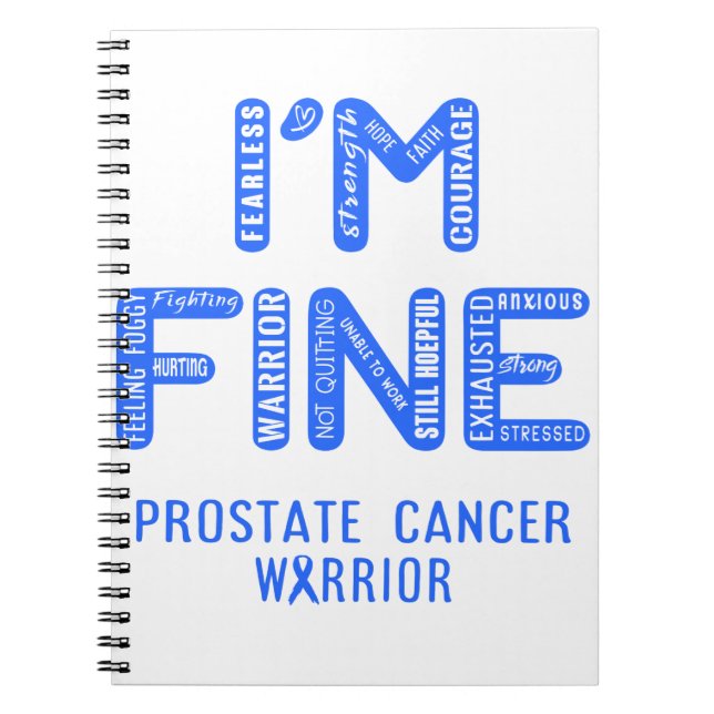 Caderno Espiral Prostate Cancer Warrior - EU ESTOU BEM (Frente)