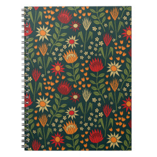 Caderno Espiral Protea Floral Block Impressão Millefleur dardos