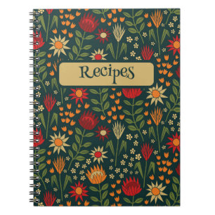 Caderno Espiral Protea Floral Block Impressão Millefleur dardos