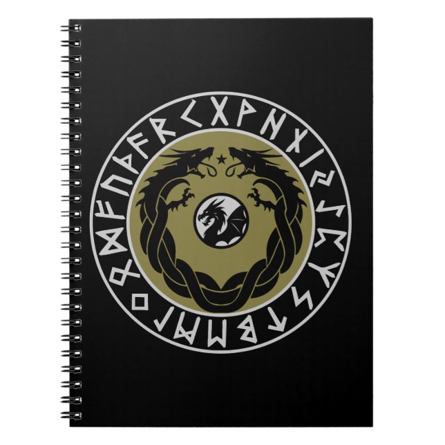 Caderno Espiral Proteção de Runa Viking Dragão (Frente)