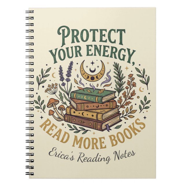 Caderno Espiral Protect Your Energy Read More Books Celestial (Frente)