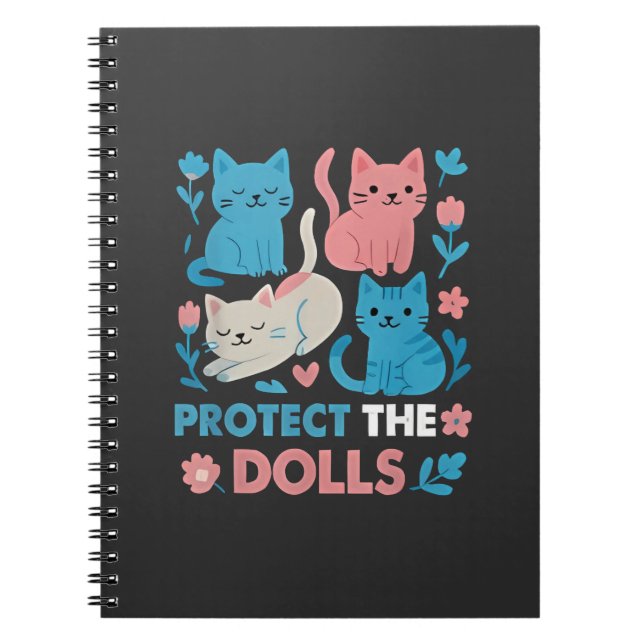 Caderno Espiral Proteja os gatos LGBT Trans Igualdade entre Dolls (Frente)