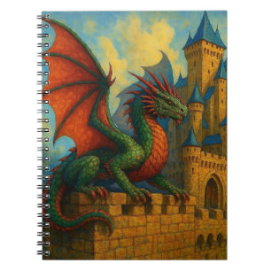 Caderno Espiral Protetor do Castelo do Dragão Medieval