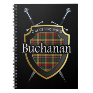 Caderno Espiral Protetor & espadas do Tartan de Buchanan do clã