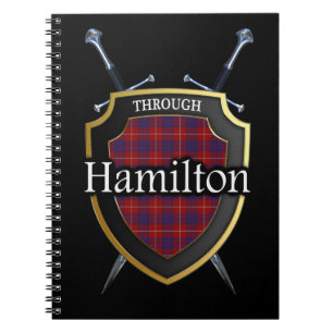 Caderno Espiral Protetor & espadas do Tartan de Hamilton do clã