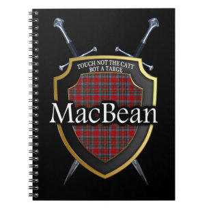 Caderno Espiral Protetor & espadas do Tartan de MacBean do clã