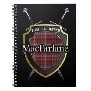 Caderno Espiral Protetor & espadas do Tartan de MacFarlane do clã
