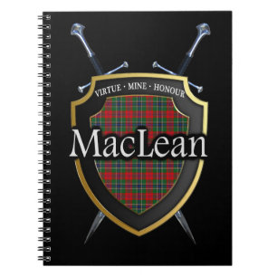Caderno Espiral Protetor & espadas do Tartan de MacLean do clã