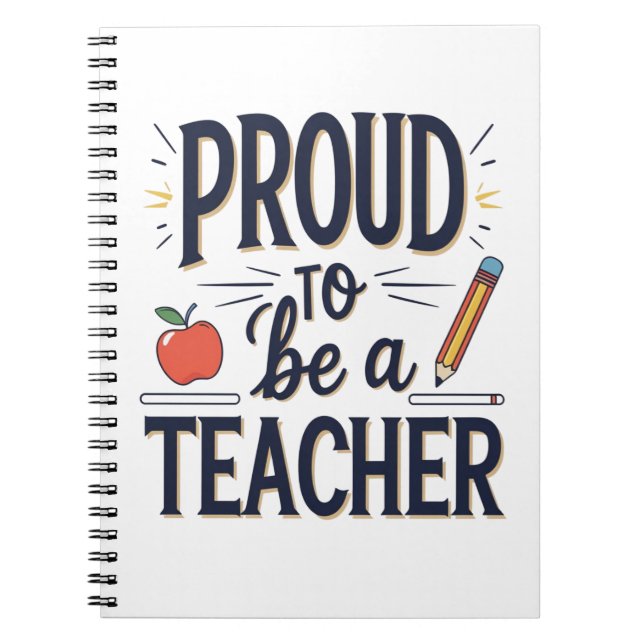 Caderno Espiral Proud to Be a Teacher – Playful Typography (Frente)