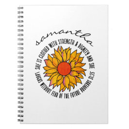 Caderno Espiral Provérbios 31 Escrituras de girassol, bíblia verso