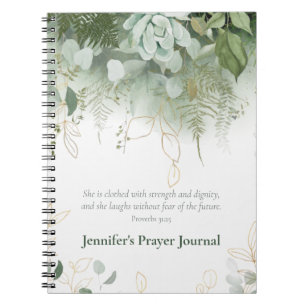 Caderno Espiral Proverbos 31:25 Diário de oração personalizado