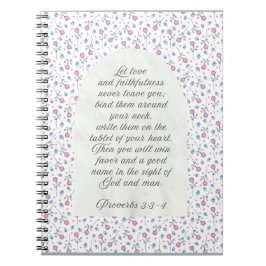 Caderno Espiral Proverbs 3:3–4 Floral Scripture 