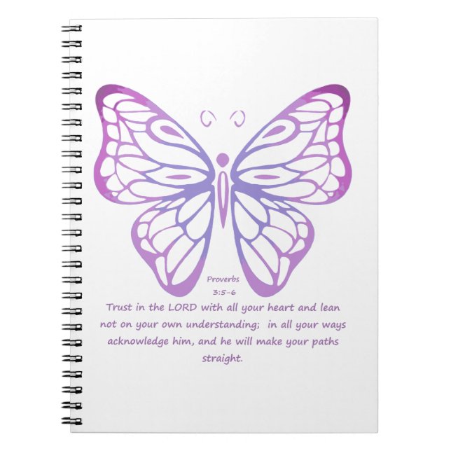 Caderno Espiral Proverbs Scripture Inspiration Butterfly art (Frente)
