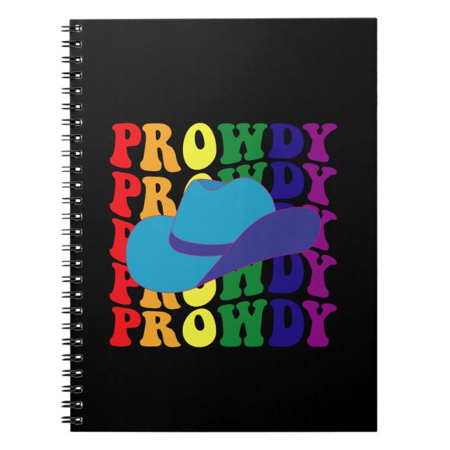 Caderno Espiral Prowdy Rodeo Howdy Cowboy LGBTQ Ocidental (Frente)