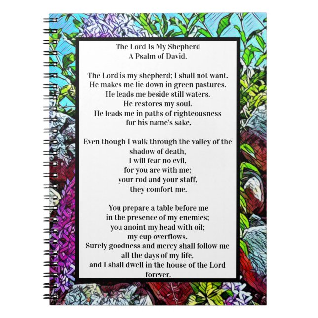Caderno Espiral Psalm 23 citação bíblica (Frente)