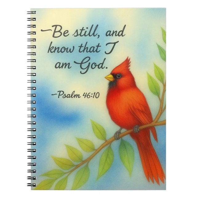 Caderno Espiral Psalm 46:10 Be Still Red Cardinal Scripture Nature (Frente)