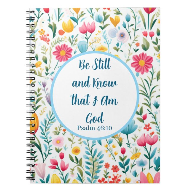 Caderno Espiral Psalm 46:10 Floral Spiral Photo Notebook (Frente)