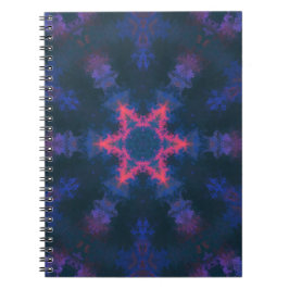 Caderno Espiral Psicodélica Flor Hipoteca Rosa Púrpura e Azul