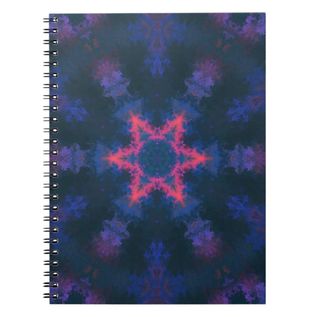 Caderno Espiral Psicodélica Flor Hipoteca Rosa Púrpura e Azul (Frente)