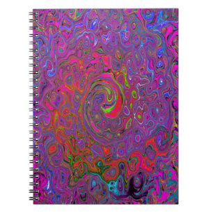 Caderno Espiral Psicodélica Groovy Magenta Retro Líquido
