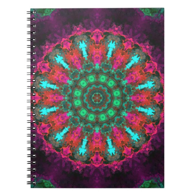 Caderno Espiral Psicodélica Púrpura Rosa e Teal (Frente)