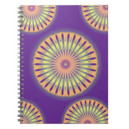 Caderno Espiral Psicodélico Amarelo-Laranja Roxo Mandala