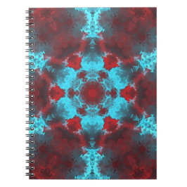 Caderno Espiral Psicodélico Flor de Hippie Vermelho e Azul