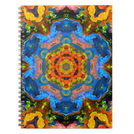 Caderno Espiral Psicodélico Hippie Laranja Azul e Verde