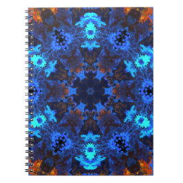 Caderno Espiral Psicodélico Mandala Azul e Laranja