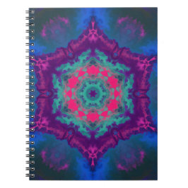 Caderno Espiral Psicodélico Mandala Azul Roxo e Rosa