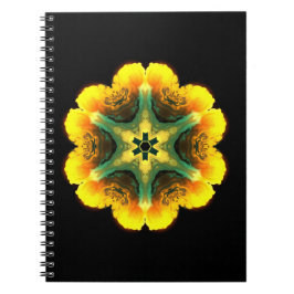Caderno Espiral Psicodélico Mandala Flor Amarelo e Preto