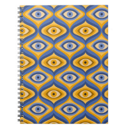 Caderno Espiral Psicodélico padrão ocular indigo azul