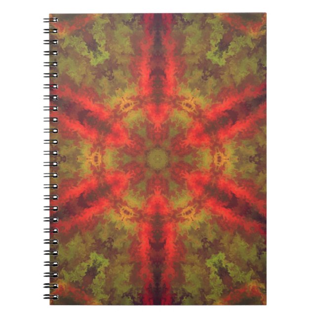 Caderno Espiral Psicodélico, vermelho e amarelo (Frente)