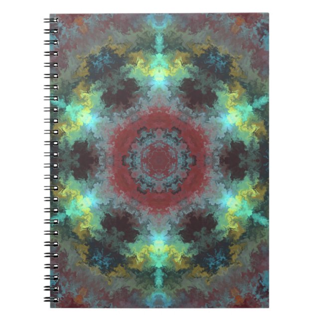 Caderno Espiral Psicodélico Vermelho Hippie Azul e Amarelo (Frente)