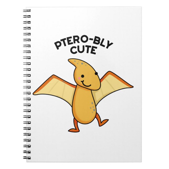 Caderno Espiral Pterobly Fofo Dinossauro Pterodáctilo Trocadilho  (Frente)